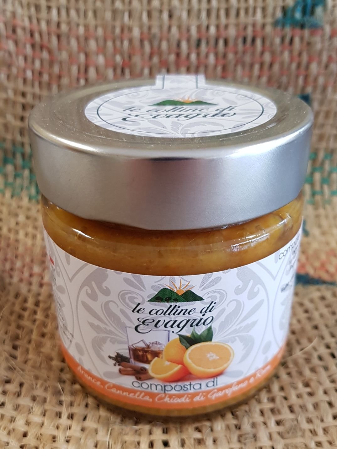 Marmellata Le Colline di Evagrio Specialità Arancia,Chiodi di Garofano,Cannela e Rum 230g